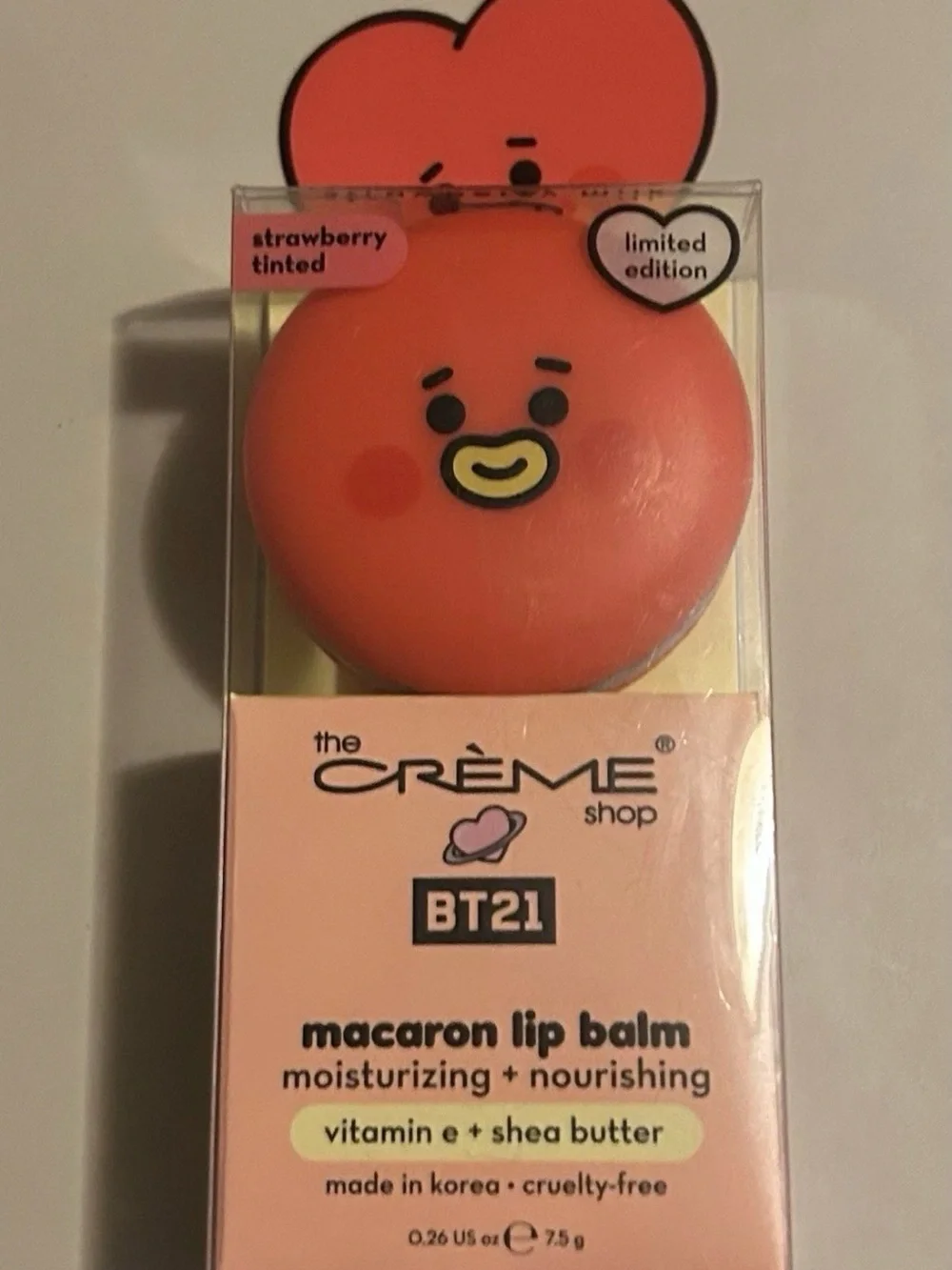 the CRÈME Shop BT21 Macaron Lip Balm - Strawberry Tinted (Pink/Coral)